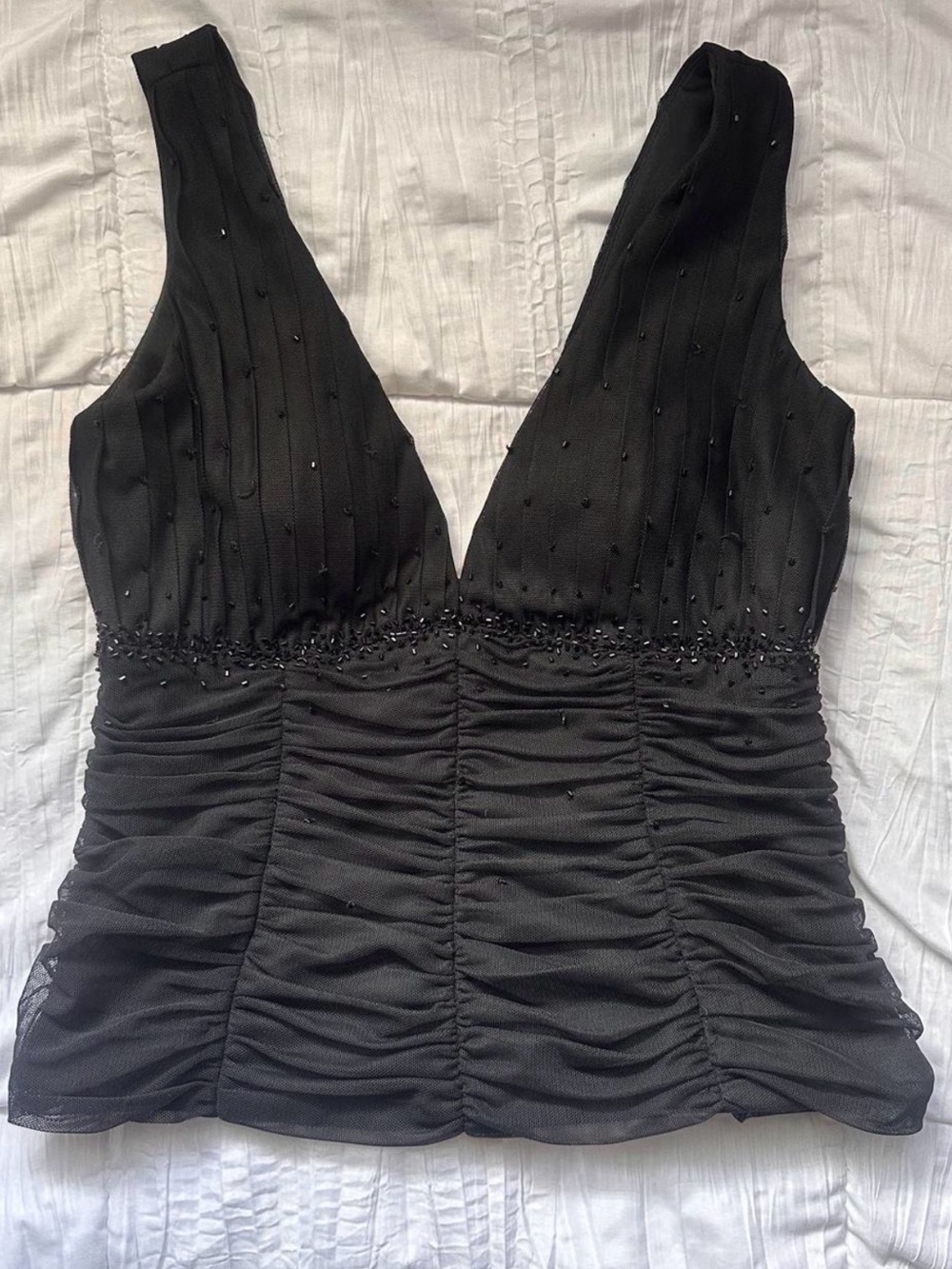 JS Boutique Black Beaded V-Neck Camisole